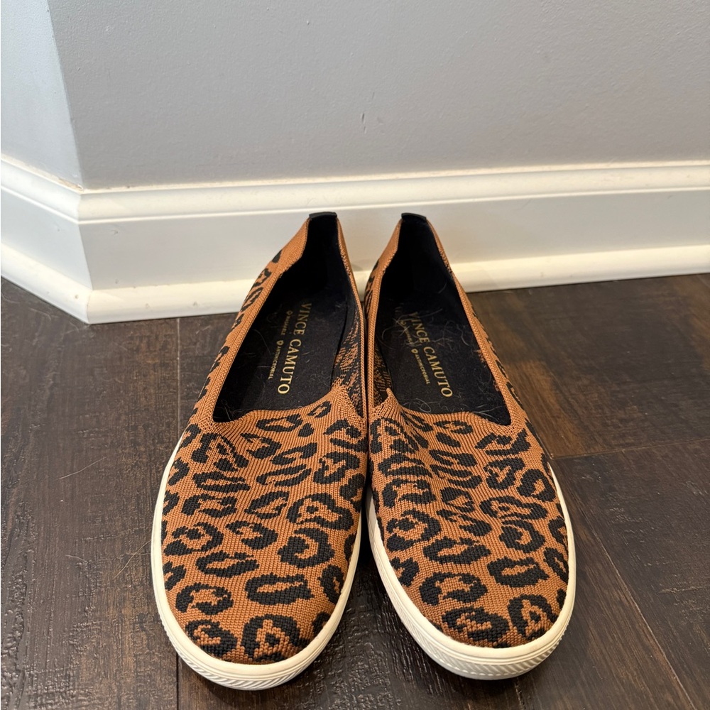 Vince Camuto Tan and Black Leopard Sneakers